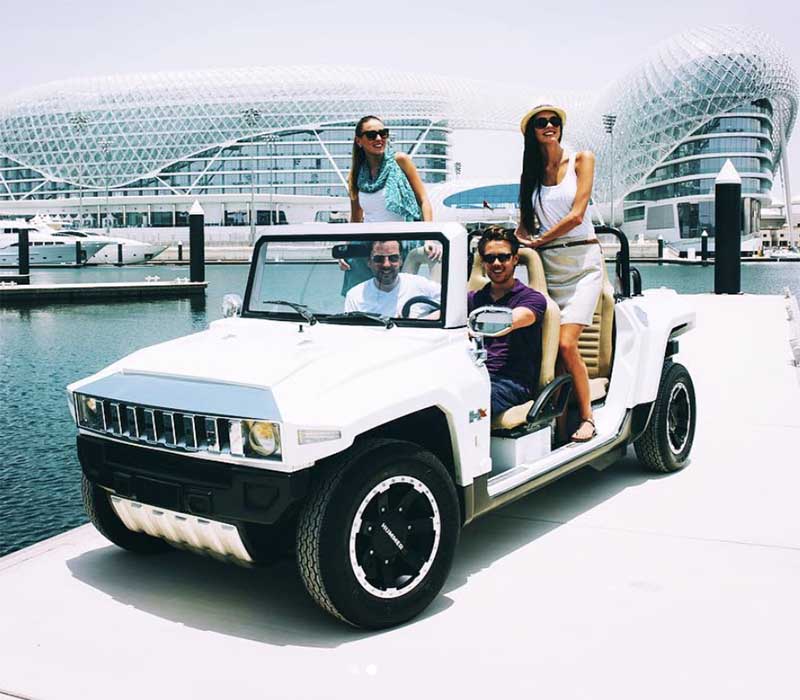 white electric cart on dock